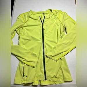 Title Nine Full Zip Neon Green Womens Sz L Lightweight Jacket Running Activewear